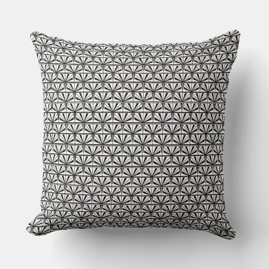 Black White Art Deco Geometric Pattern クッション (正面)