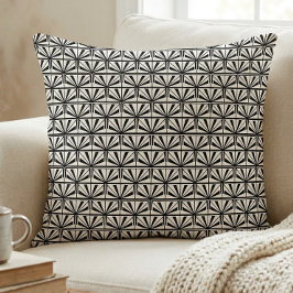Black White Art Deco Geometric Pattern クッション