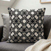 Black White Art Deco Interlaced Pattern クッション