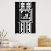 Black & White Art Deco Tapestry ポスター (キッチン)