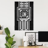 Black & White Art Deco Tapestry ポスター (ホームオフィス)
