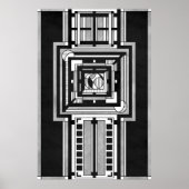 Black & White Art Deco Tapestry ポスター (正面)