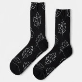 Black & White Autumn Leaf Socks | Minimalist Fall ソックス (左)
