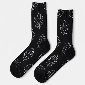 Black & White Autumn Leaf Socks | Minimalist Fall  ソックス