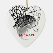 Black & White Basketball Add Your Name セラミックオーナメント (右)