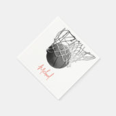 Black & White Basketball Ball & Net Your Name スタンダードカクテルナプキン (角)