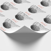 Black & White Basketball Ball & Net Your Name ラッピングペーパー (角)