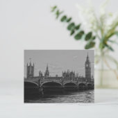 Black White Big Ben Tower Palace of Westminster ポストカード (スタンド正面)