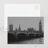 Black White Big Ben Tower Palace of Westminster ポストカード (正面/裏面)