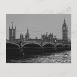Black White Big Ben Tower Palace of Westminster ポストカード