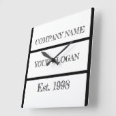 Black & White Block Style Company Name スクエア壁時計 (傾斜)