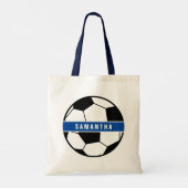 Black White & Blue Soccer Football Sports Monogram トートバッグ (裏面)