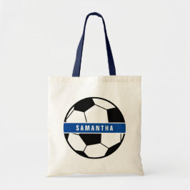 Black White & Blue Soccer Football Sports Monogram トートバッグ