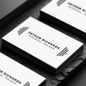 Black & White Bold Barbell Personal Trainer Simple 名刺