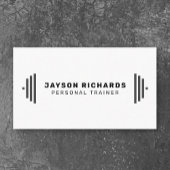 Black & White Bold Barbell Personal Trainer Simple 名刺