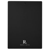 Black White Bold Dot Monogram Modern Minimalist クリップボード (裏面)