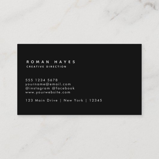 Black White Bold Dot Monogram Modern Minimalist 名刺 (裏面)