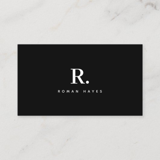 Black White Bold Dot Monogram Modern Minimalist 名刺 (正面)