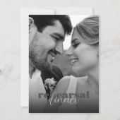 Black & White Bold Retro Script Rehearsal Dinner 招待状 (正面)