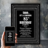 Black White Border Surprise 85th Birthday Party 招待状