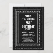Black White Border Surprise 85th Birthday Party 招待状 (正面)