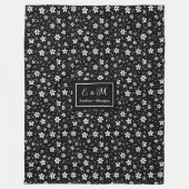 Black White Botanical Blanket Personalized Minimal フリースブランケット (正面)