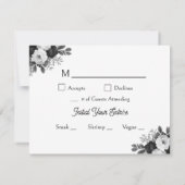 Black & White Botanical Wedding RSVP and Meals (裏面)