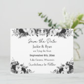 Black & White Botanical Wedding Save the Date セーブザデート (スタンド正面)