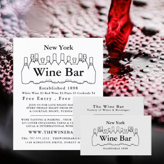 Black & White Bottles, Wine Bar/Winery Advertising チラシ