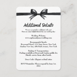 Black & White Bow | Elegant Wedding | Monochrome エンクロージャーカード