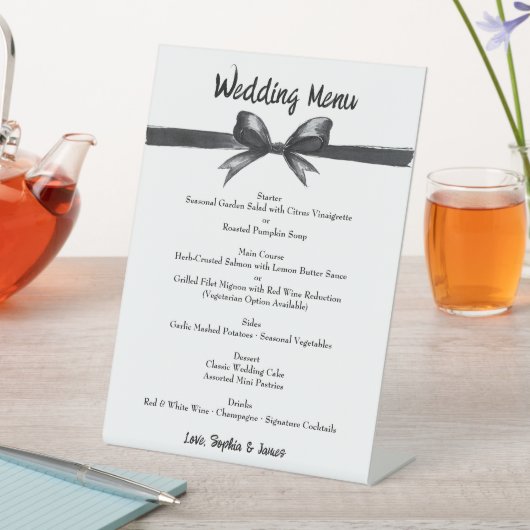 Black & White Bow | Elegant Wedding | Monochrome 台座サイン (インサイチュ)