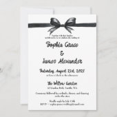 Black & White Bow | Elegant Wedding | Monochrome 招待状 (正面)