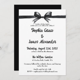 Black & White Bow | Elegant Wedding | Monochrome 招待状