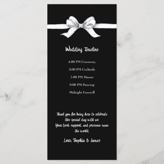 Black & White Bow | Elegant Wedding | Monochrome M メニュー (裏面)