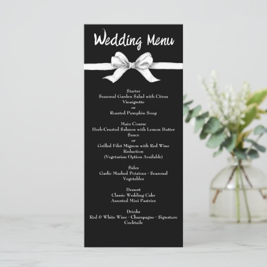 Black & White Bow | Elegant Wedding | Monochrome M メニュー (スタンド正面)