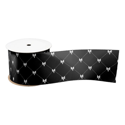 Black & White Bow Gift Wrapping サテンリボン (リール)
