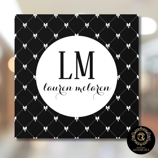 Black & White Bow Monogram ウィンドウサイン