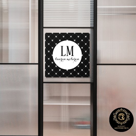 Black & White Bow Monogram ウィンドウサイン
