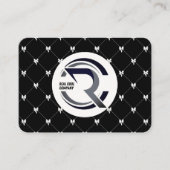 Black & White Bow Monogram Business Card 名刺 (正面)