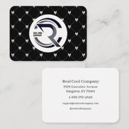 Black & White Bow Monogram Business Card 名刺