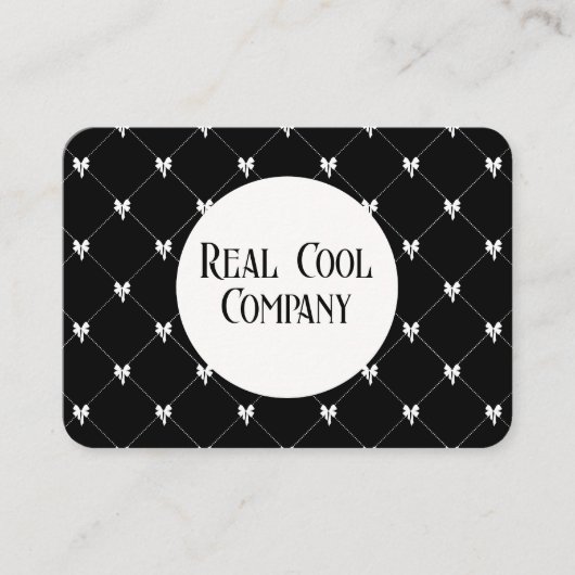 Black & White Bow Monogram Business Card 名刺 (正面)