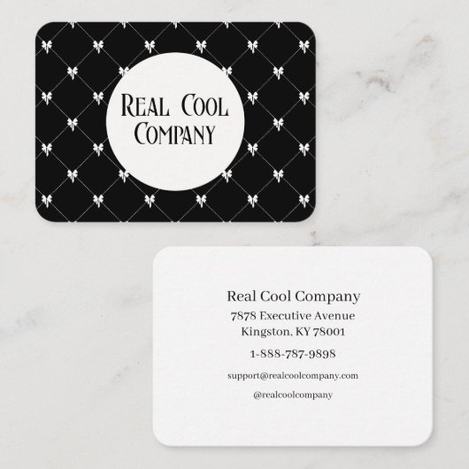 Black & White Bow Monogram Business Card 名刺 (正面/裏面)
