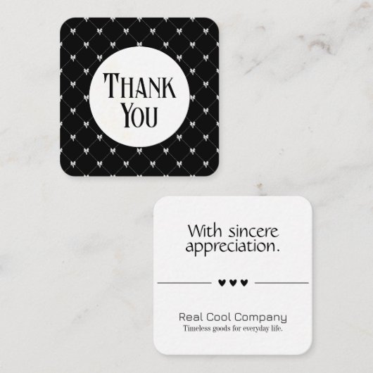 Black & White Bow Monogram Thank You Card エンクロージャーカード (正面/裏面)