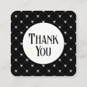 Black & White Bow Monogram Thank You Card エンクロージャーカード (正面)
