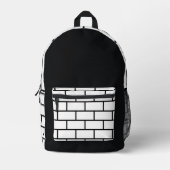 Black & White Brick Wall Urban Backpack プリントバックパック (正面)