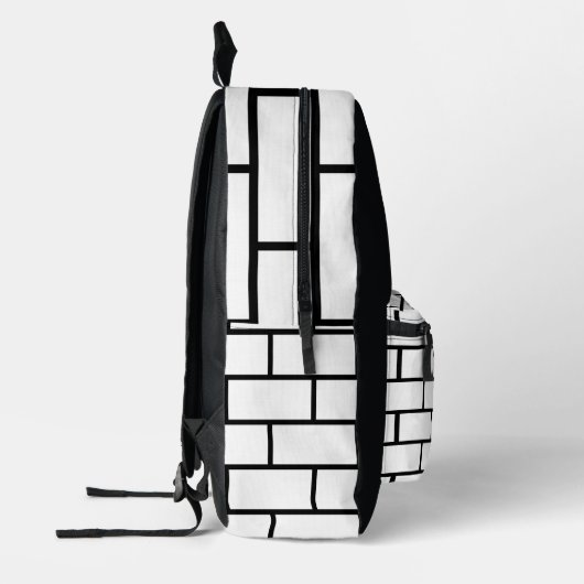 Black & White Brick Wall Urban Backpack プリントバックパック (左)