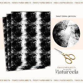 Black White Brushstrokes Collage Tissue Paper 薄葉紙
