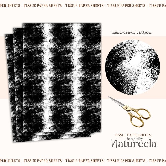 Black White Brushstrokes Collage Tissue Paper 薄葉紙