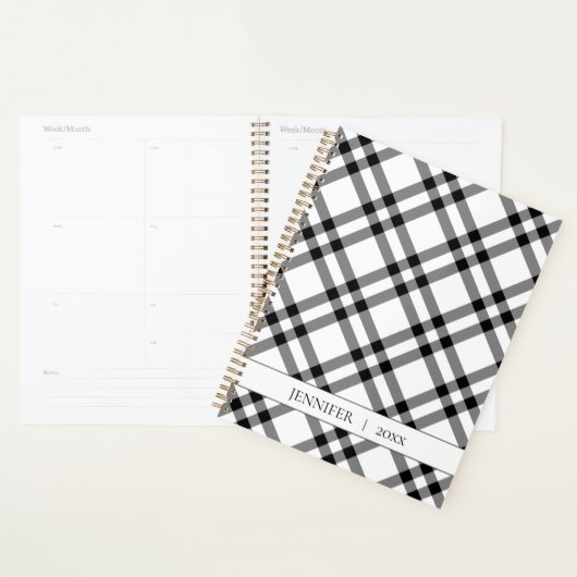 Black & White Buffalo Plaid プランナー手帳 (ディスプレー)