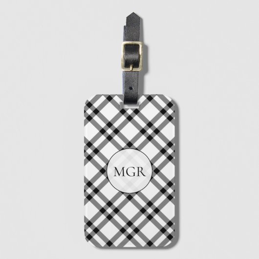 Black & White Buffalo Plaid ラゲッジタグ (正面縦)